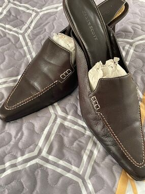 Karen Scott Dark Brown Leather Slip-On Loafers